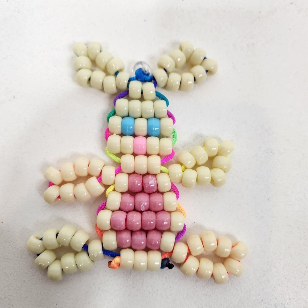 Handmade Beaded Small Bunny Rabbit Charms Lot Of 3 Multicolor Easter Decor - Picture 7 of 11